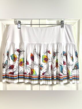 Lucky in Love Peacock Print Pleated Tennis Skort Size XL (14)